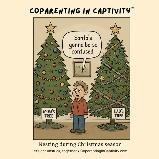 Coparenting in Captivity comic #25: "Santa's gonna be so confused."