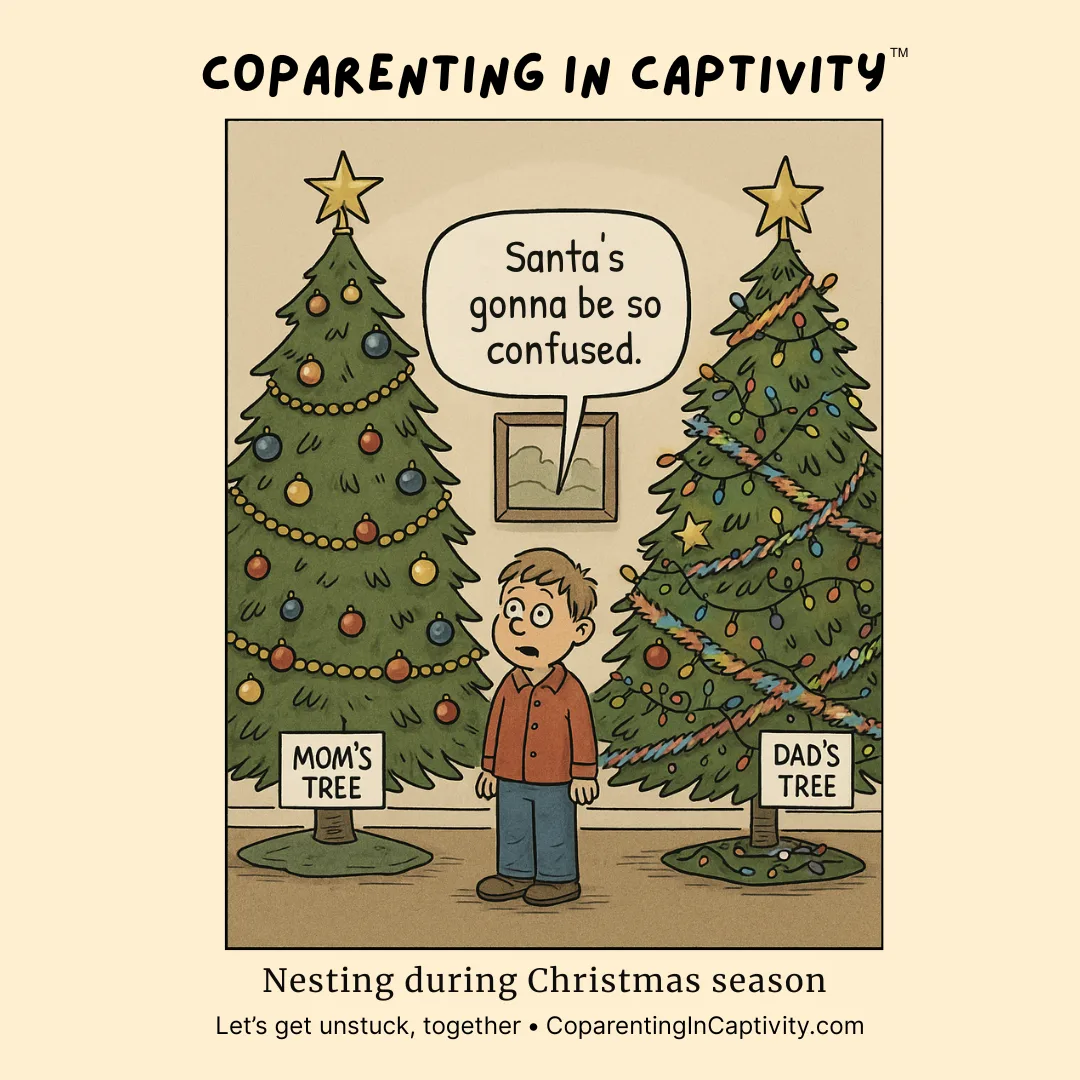 Coparenting in Captivity comic #25: "Santa's gonna be so confused."