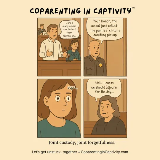 Coparenting in Captivity comic #26: Joint custody. Joint forgetfulness.