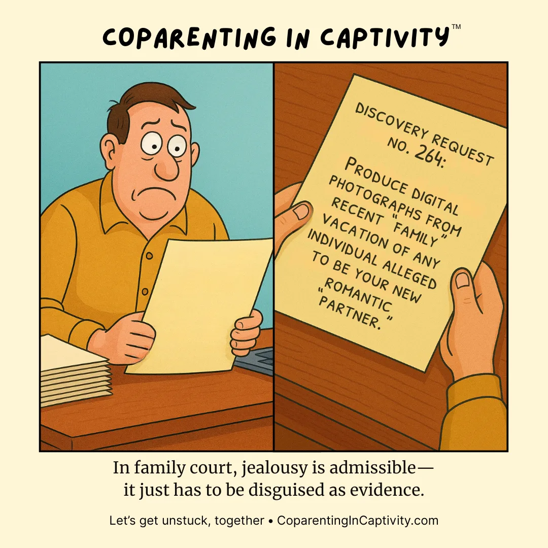 Coparenting in Captivity comic #31: Discovery Request No. 266: (dad’s point of view)