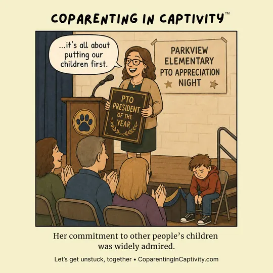 Coparenting in Captivity comic #57: "It's all about putting our children first." (dad’s point of view)